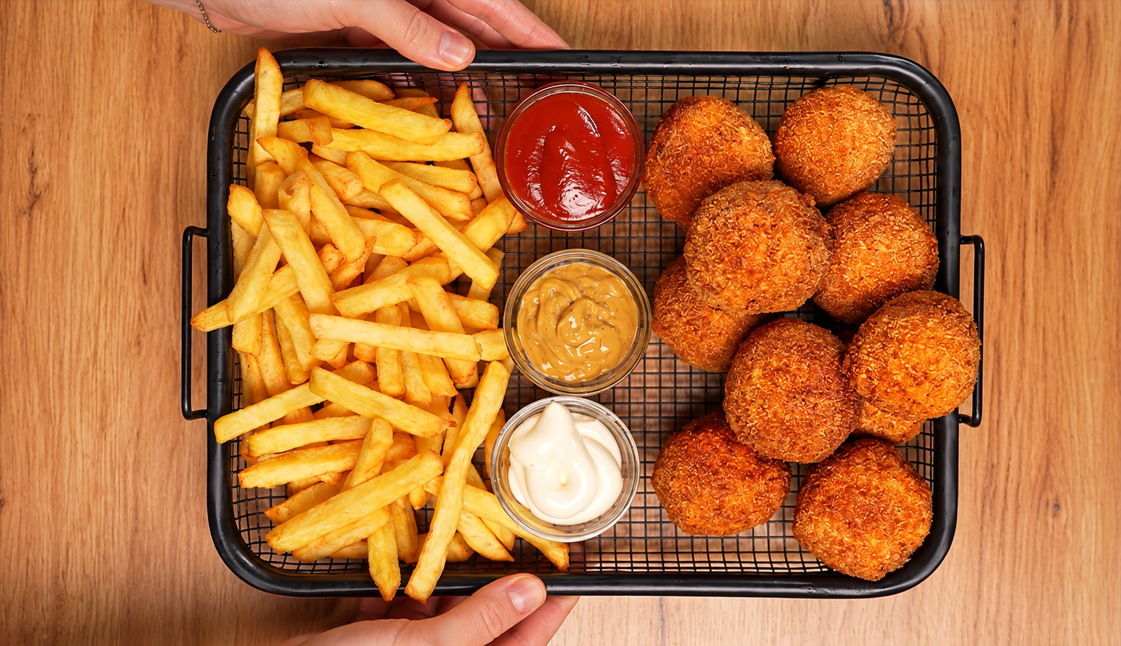 Golden Fried Bites and Dipping Sauces